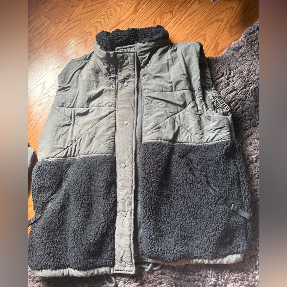 Free People Black and Dark Green Vest